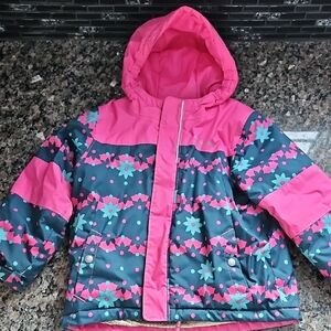Columbia Kids Pink and Blue Floral Puffer Jacket